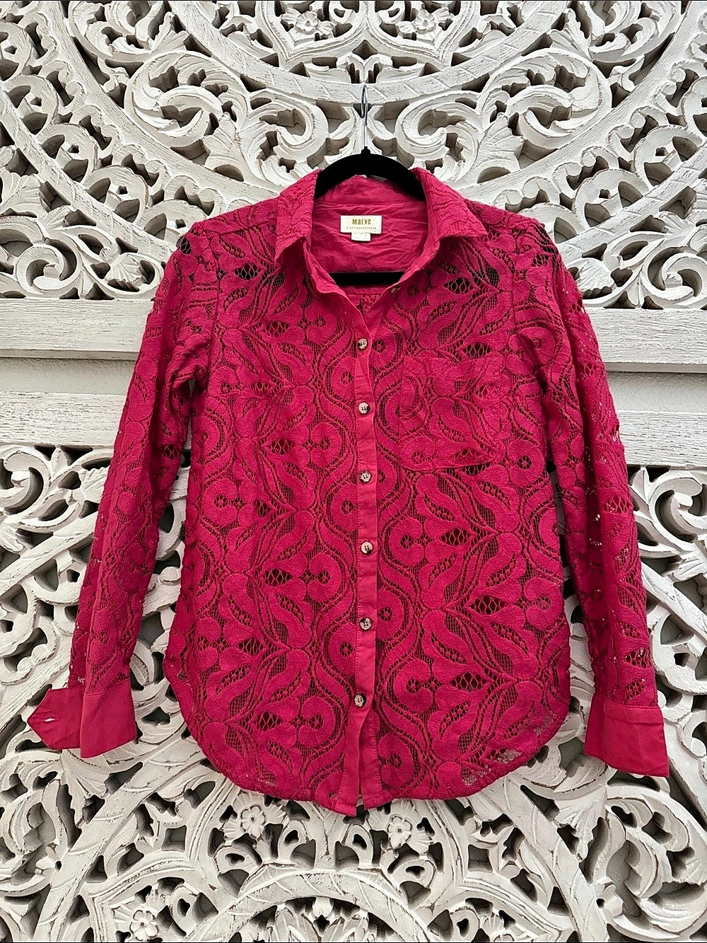 Maeve Floral Lace Button Down